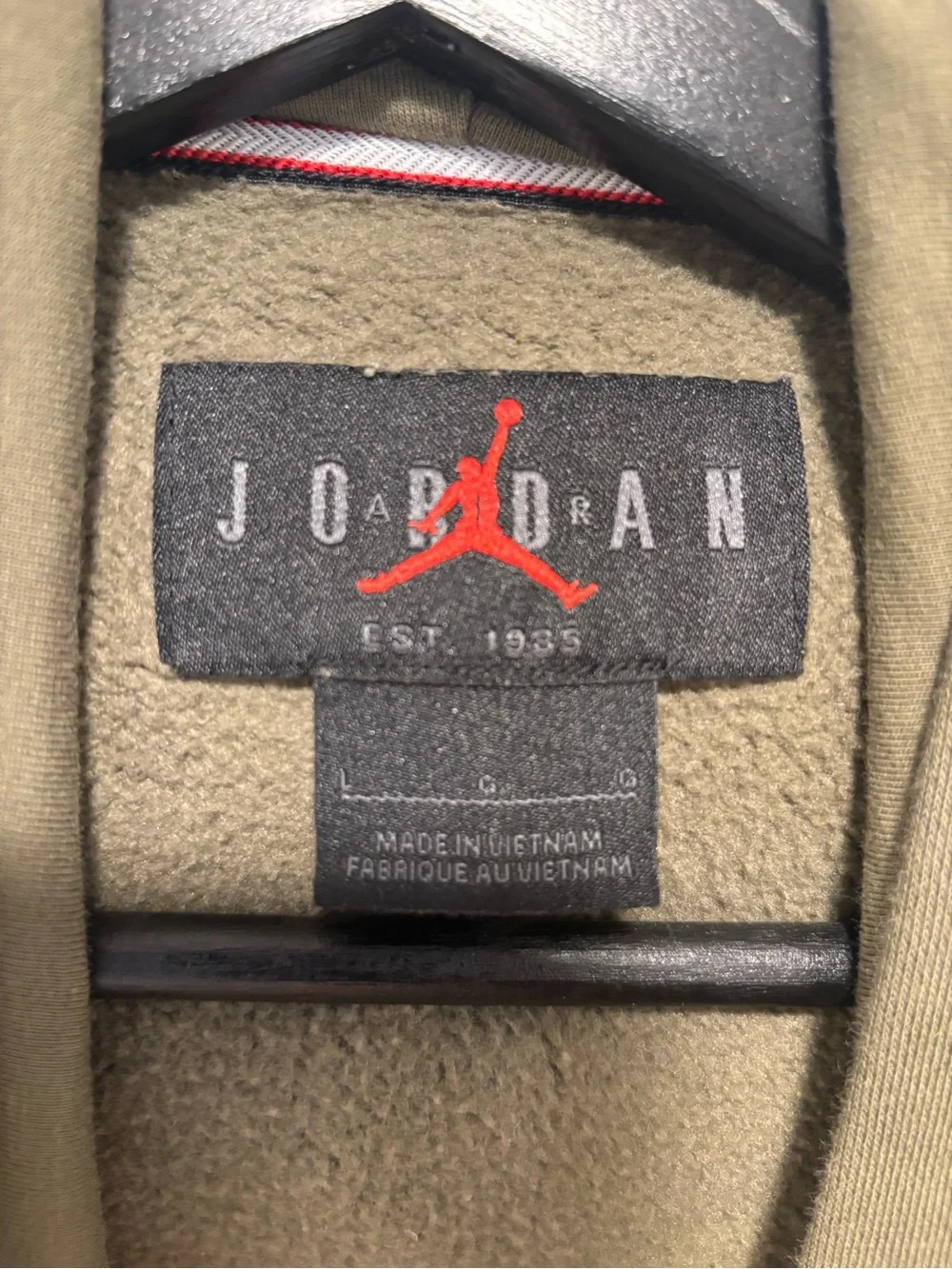 Jordan Olive Green Hoodie with Black Logo and matching Sweatpants